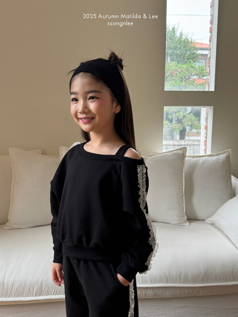 Matilda & Lee - Korean Children Fashion - #todddlerfashion - Lace Shoulder Sweatshirt - 8