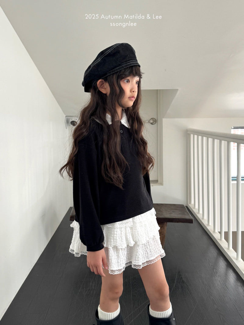 Matilda & Lee - Korean Children Fashion - #todddlerfashion - Lace Collar Knit Tee - 8