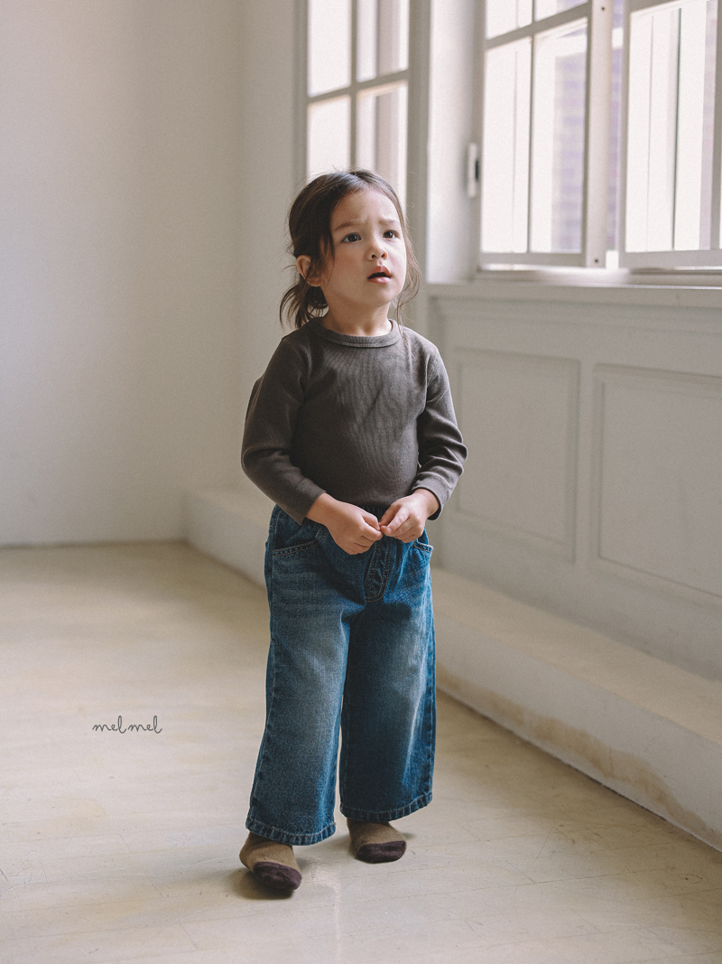 Melmel - Korean Children Fashion - #childrensboutique - Brushed Denim Pants - 8