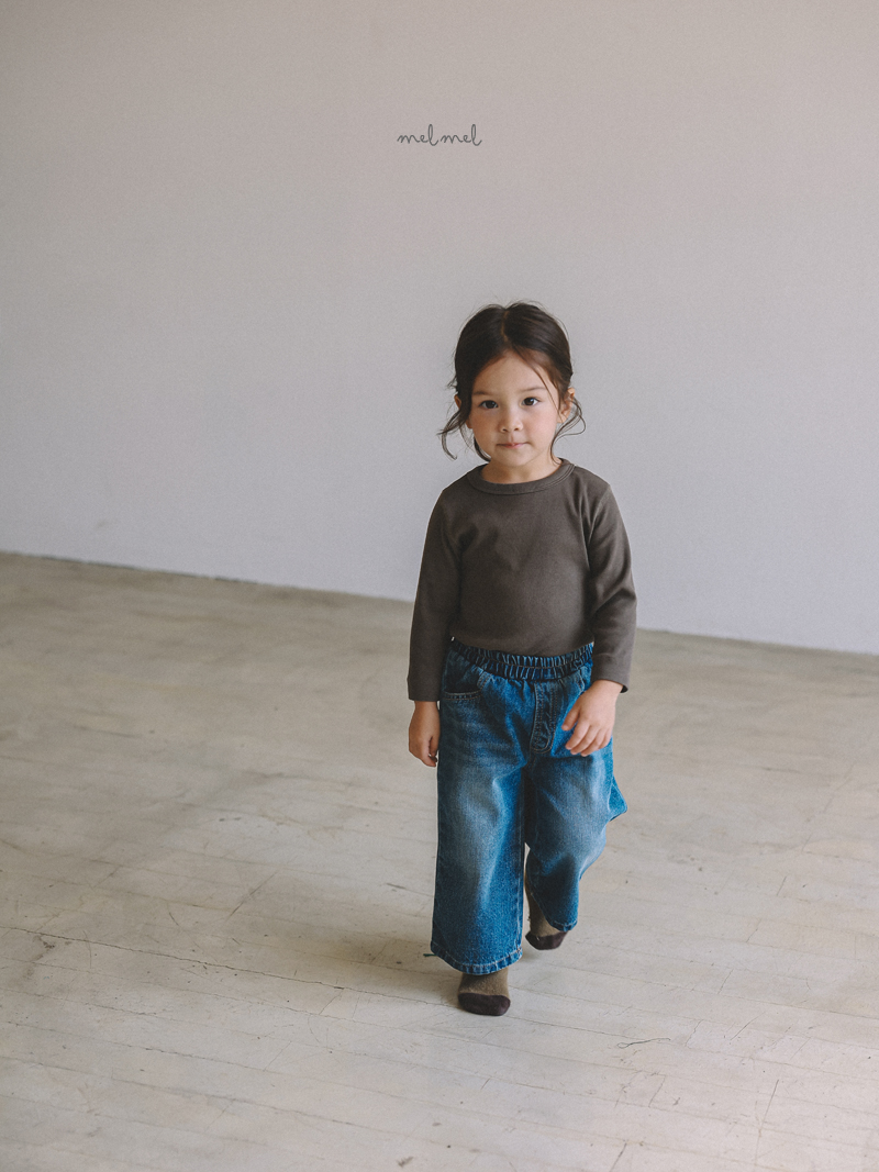 Melmel - Korean Children Fashion - #kidsshorts - Brushed Denim Pants - 12