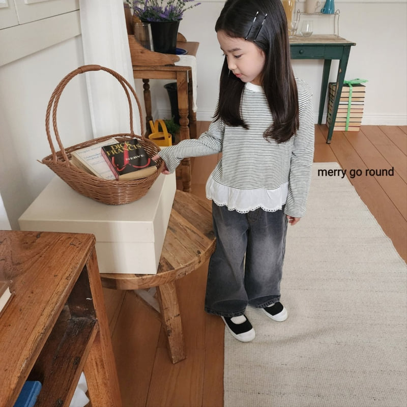 Merry Go Round - Korean Children Fashion - #Kfashion4kids - Striped Lace Tee - 5