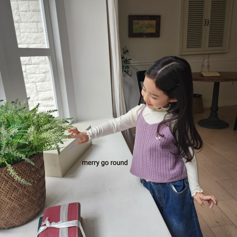 Merry Go Round - Korean Children Fashion - #childofig - Cable Knit Vest - 9