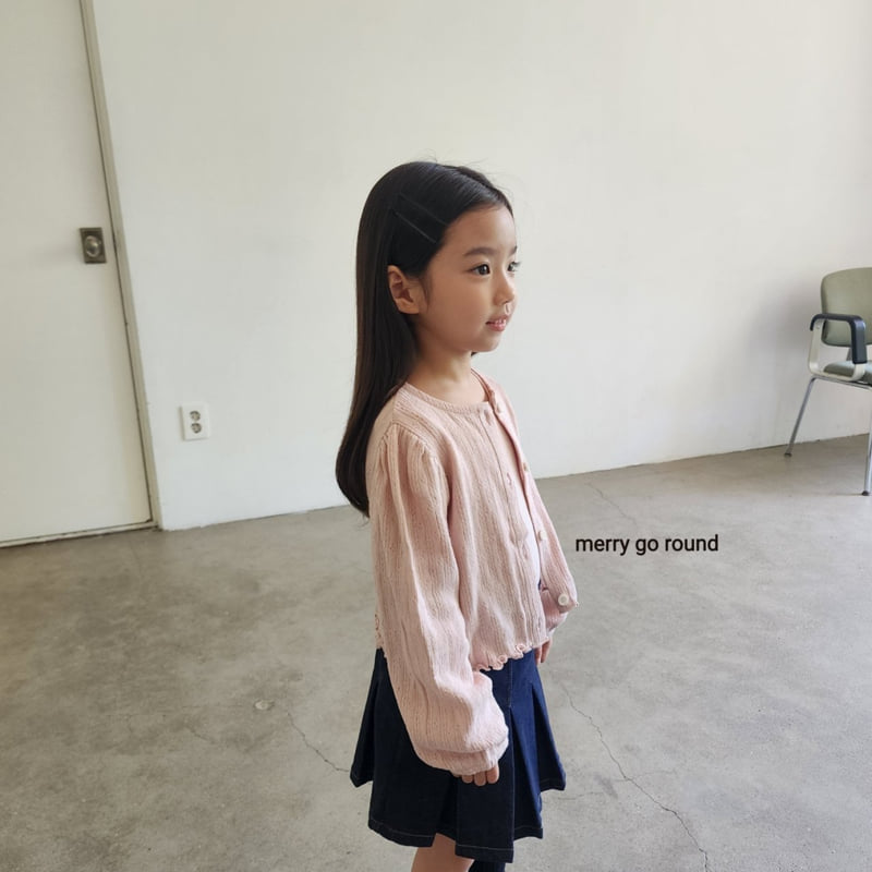 Merry Go Round - Korean Children Fashion - #designkidswear - Eyelet Cardigan Tee Set - 5