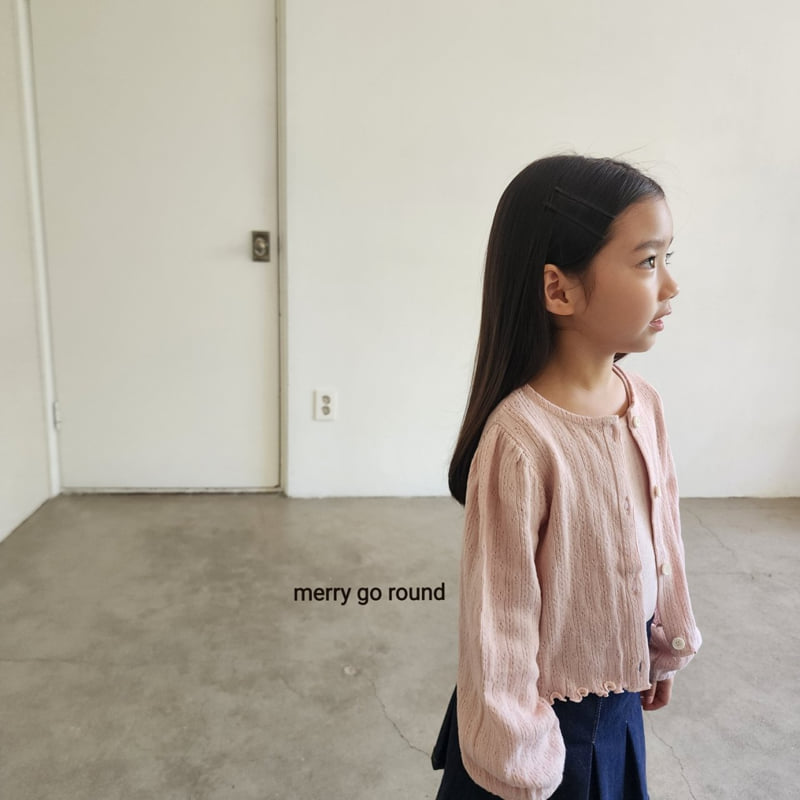 Merry Go Round - Korean Children Fashion - #discoveringself - Eyelet Cardigan Tee Set - 6