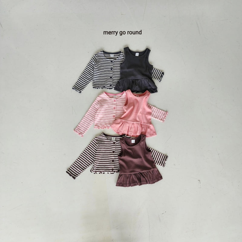 Merry Go Round - Korean Children Fashion - #discoveringself - Striped Cardigan Set