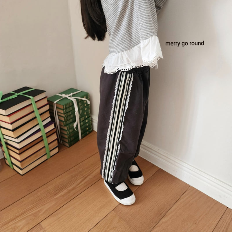 Merry Go Round - Korean Children Fashion - #discoveringself - Lace Jogger Pants - 2