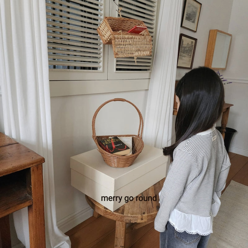 Merry Go Round - Korean Children Fashion - #fashionkids - Striped Lace Tee