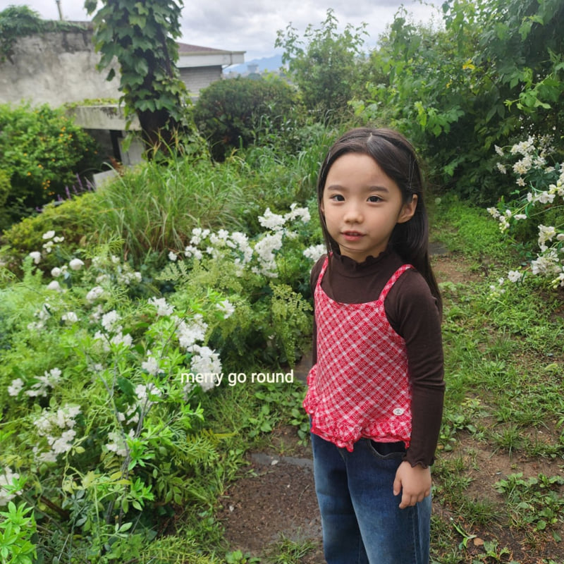 Merry Go Round - Korean Children Fashion - #kidsshorts - Stretch Check Bustier - 10