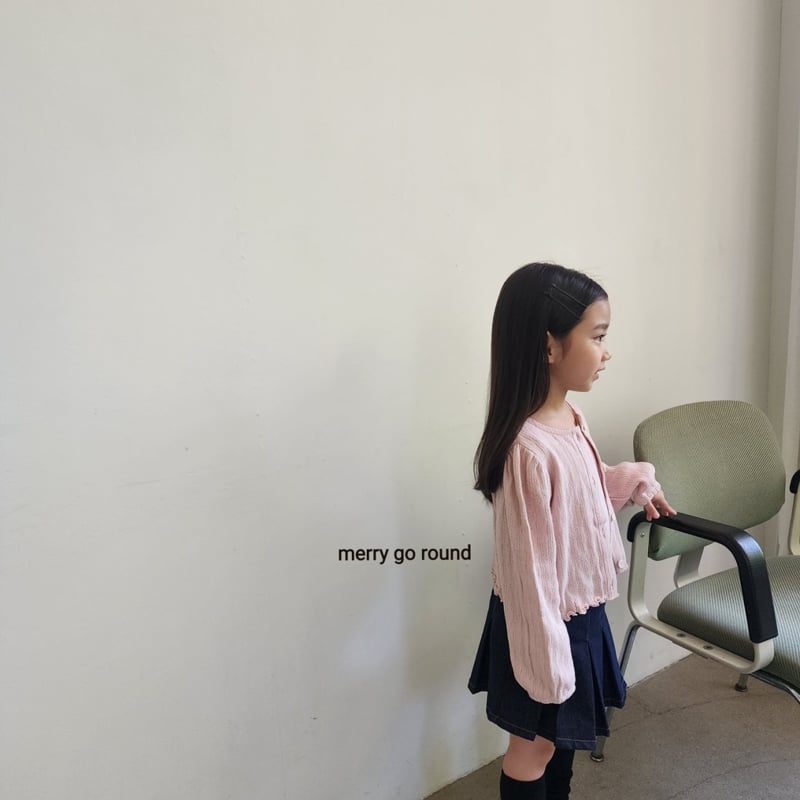 Merry Go Round - Korean Children Fashion - #kidsshorts - Eyelet Cardigan Tee Set - 8