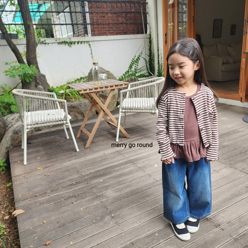Merry Go Round - Korean Children Fashion - #kidsshorts - Striped Cardigan Set - 3