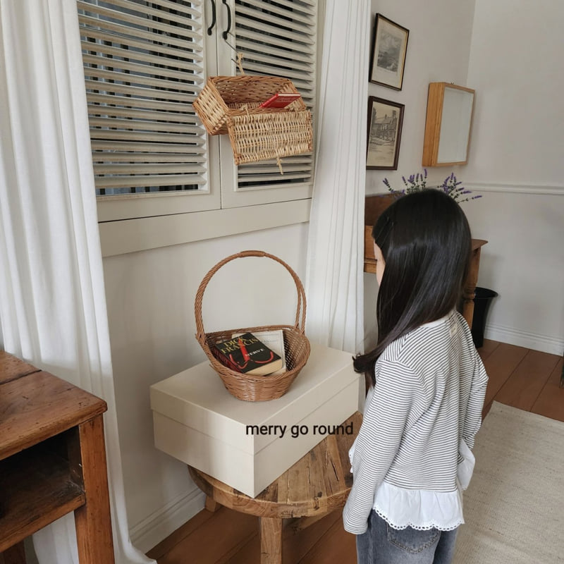 Merry Go Round - Korean Children Fashion - #kidsshorts - Striped Lace Tee - 2