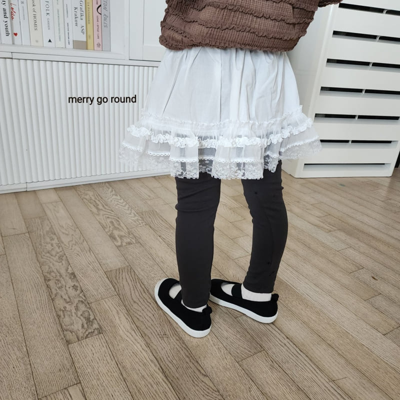 Merry Go Round - Korean Children Fashion - #kidsshorts - Lace Skirt Leggings - 9