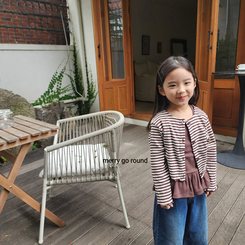 Merry Go Round - Korean Children Fashion - #kidsshorts - Striped Cardigan Set - 4