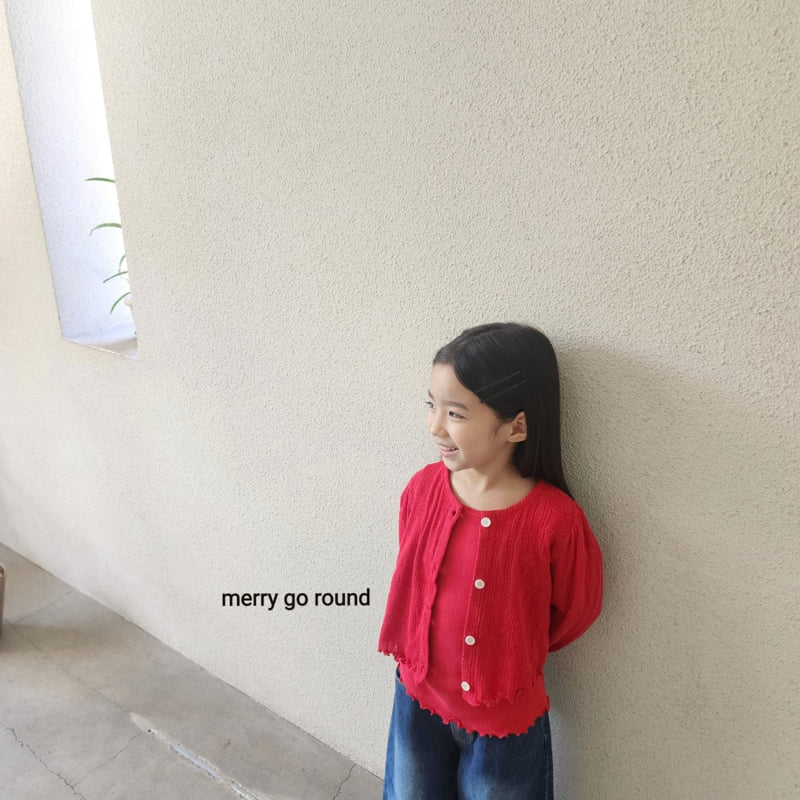 Merry Go Round - Korean Children Fashion - #kidzfashiontrend - Eyelet Cardigan Tee Set - 10