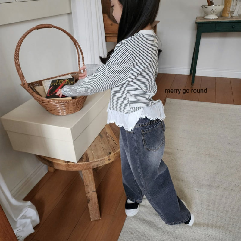 Merry Go Round - Korean Children Fashion - #littlefashionista - Wide Denim Pants - 8