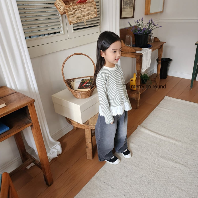 Merry Go Round - Korean Children Fashion - #littlefashionista - Striped Lace Tee - 6