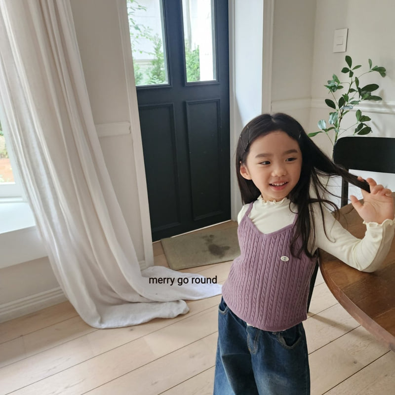 Merry Go Round - Korean Children Fashion - #minifashionista - Cable Knit Vest - 7