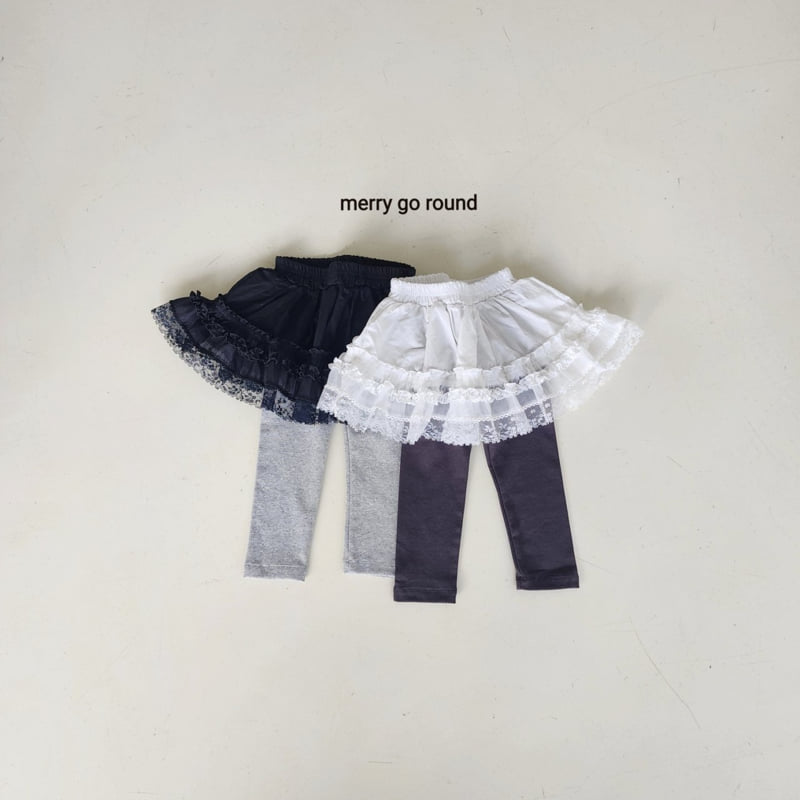 Merry Go Round - Korean Children Fashion - #toddlerclothing - Lace Skirt Leggings - 2