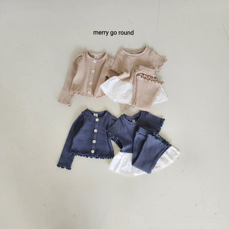 Merry Go Round - Korean Children Fashion - #toddlerclothing - Ribbed Set (set of 3)