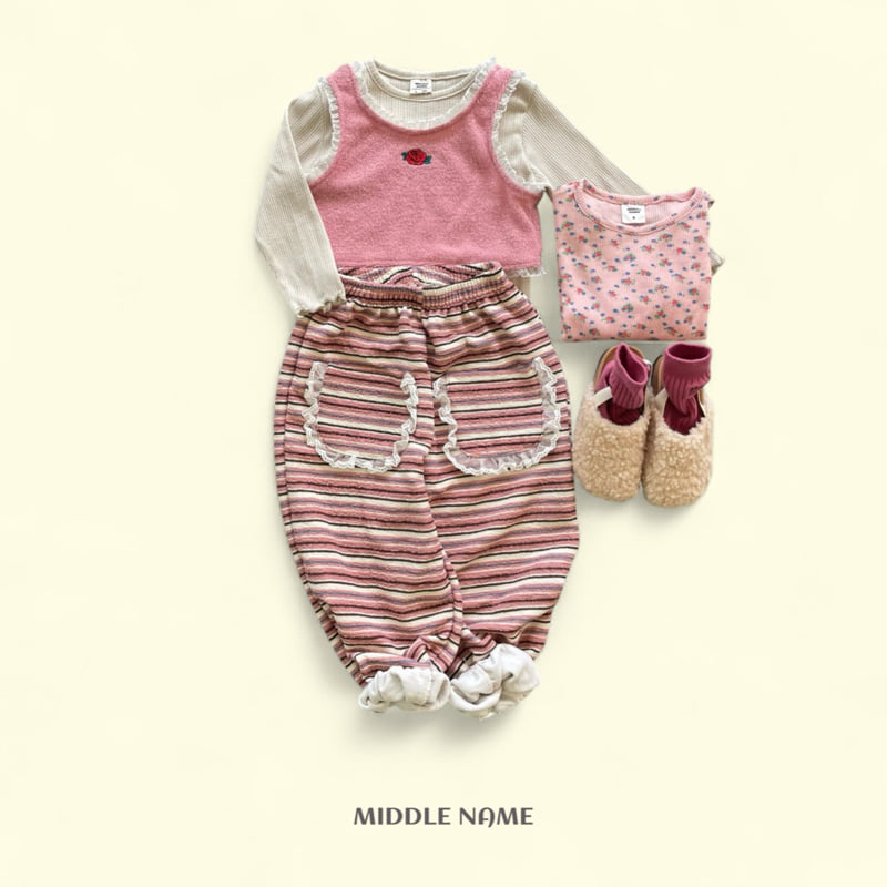 Middle Name - Korean Children Fashion - #discoveringself - Stripe Lace Pants - 6