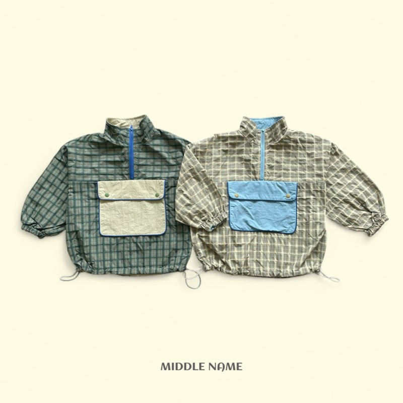 Middle Name - Korean Children Fashion - #minifashionista - Check Windbreaker Anorak