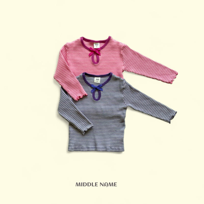 Middle Name - Korean Children Fashion - #stylishchildhood - Ribbon Stripe Tee