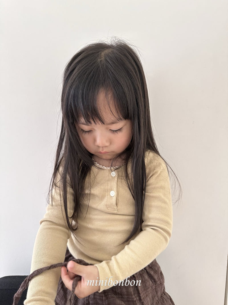 Mini Bongbong - Korean Children Fashion - #kidzfashiontrend - Cheek Ribbed Tee