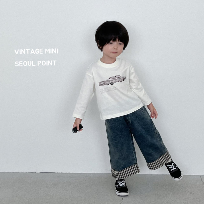 Minipoint - Korean Children Fashion - #childofig - Check Hem Denim Pants - 5