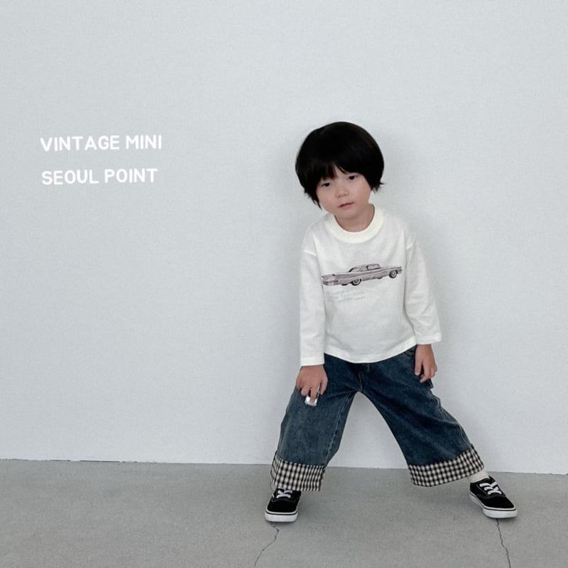 Minipoint - Korean Children Fashion - #childofig - Check Hem Denim Pants - 6