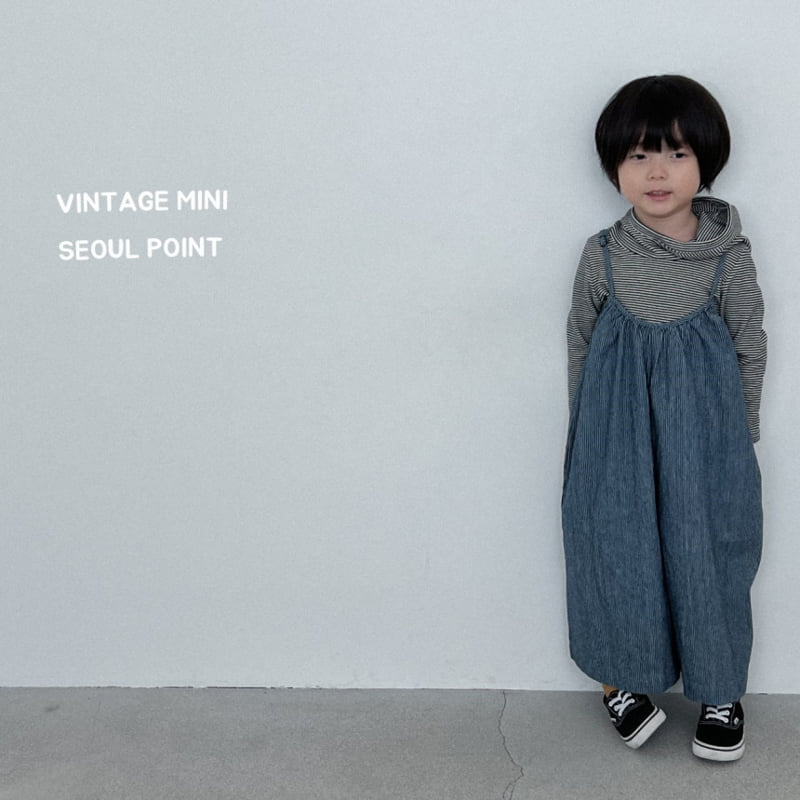 Minipoint - Korean Children Fashion - #childofig - Striped Denim Strap Overalls - 4