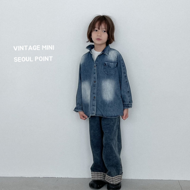 Minipoint - Korean Children Fashion - #discoveringself - Check Hem Denim Pants - 9