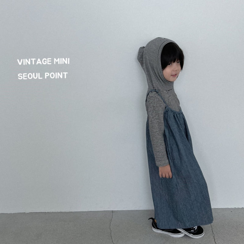 Minipoint - Korean Children Fashion - #discoveringself - Striped Denim Strap Overalls - 6