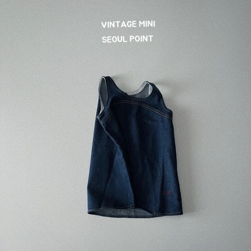 Minipoint - Korean Children Fashion - #fashionkids - Curved Denim One-piece Top