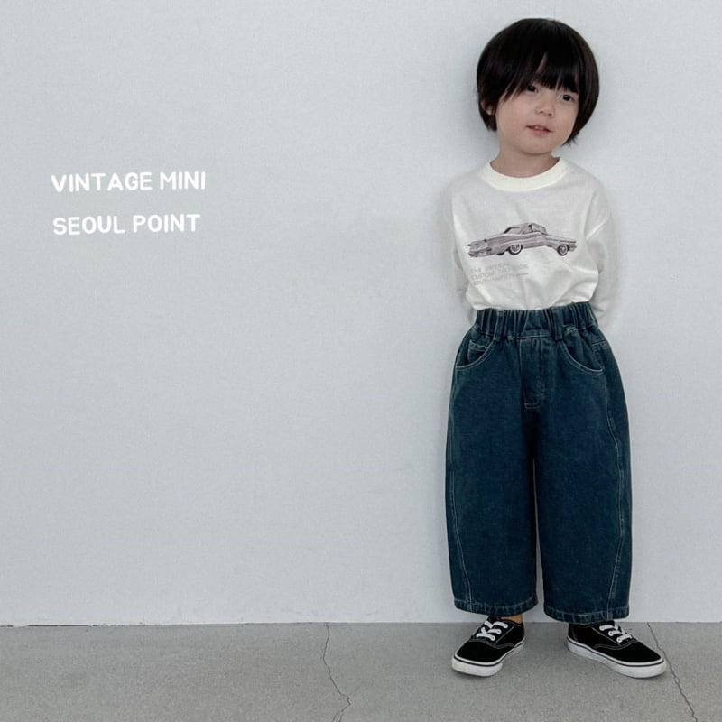 Minipoint - Korean Children Fashion - #kidsstore - Back Pocket Center Denim Pants - 6