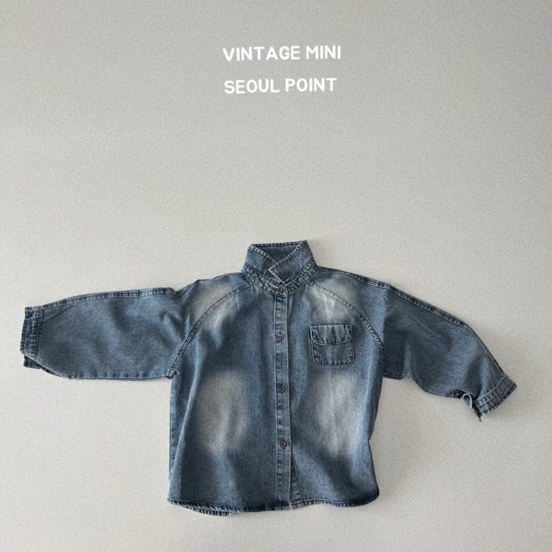 Minipoint - Korean Children Fashion - #kidzfashiontrend - Pocket Denim Shirt
