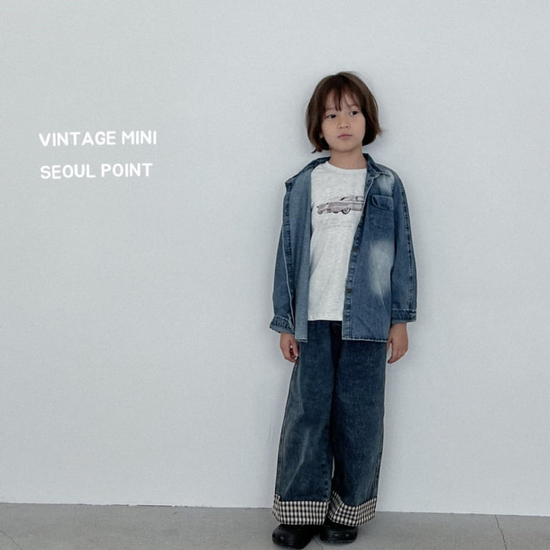 Minipoint - Korean Children Fashion - #littlefashionista - Pocket Denim Shirt - 3
