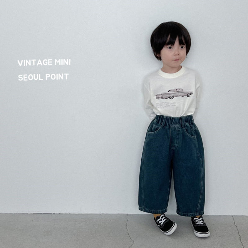 Minipoint - Korean Children Fashion - #littlefashionista - Back Pocket Center Denim Pants - 9