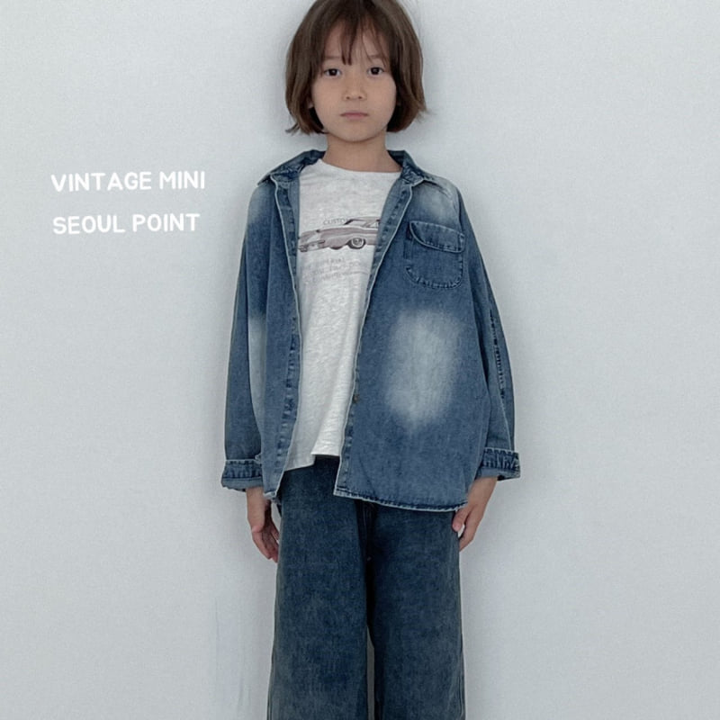 Minipoint - Korean Children Fashion - #littlefashionista - Pocket Denim Shirt - 4