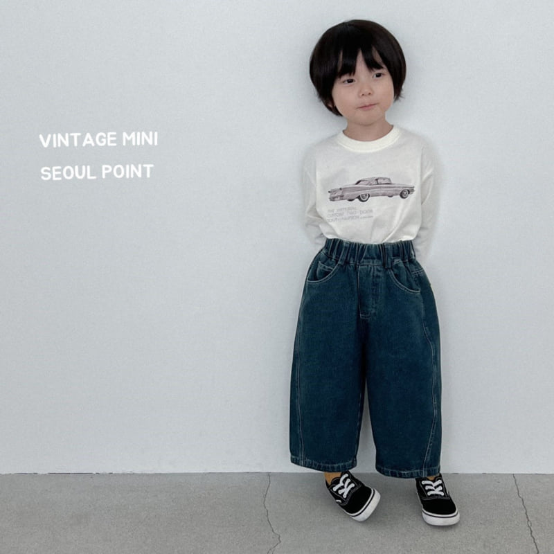 Minipoint - Korean Children Fashion - #magicofchildhood - Back Pocket Center Denim Pants - 10
