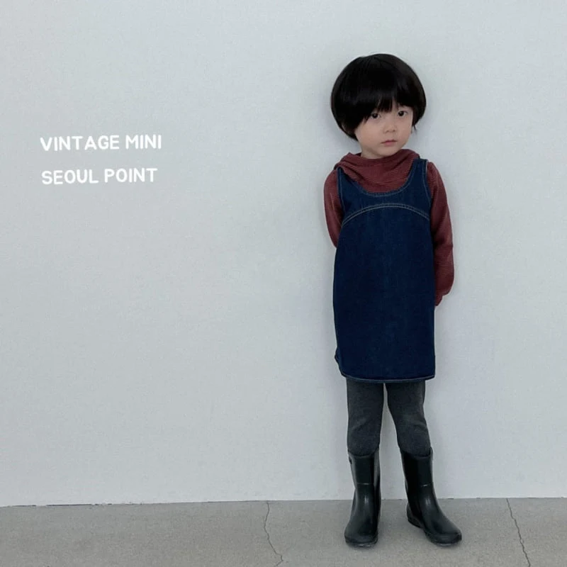 Minipoint - Korean Children Fashion - #magicofchildhood - Curved Denim One-piece Top - 7