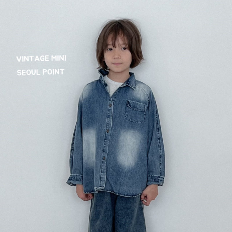Minipoint - Korean Children Fashion - #minifashionista - Pocket Denim Shirt - 5