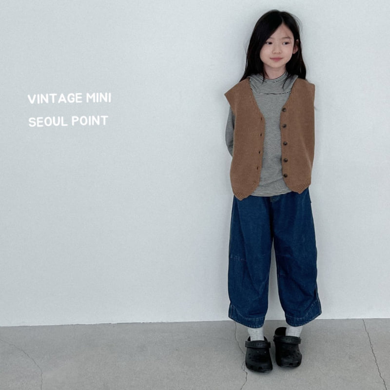 Minipoint - Korean Children Fashion - #minifashionista - Knee Denim Pants - 9