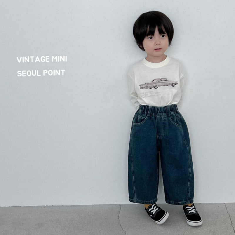 Minipoint - Korean Children Fashion - #minifashionista - Back Pocket Center Denim Pants - 11