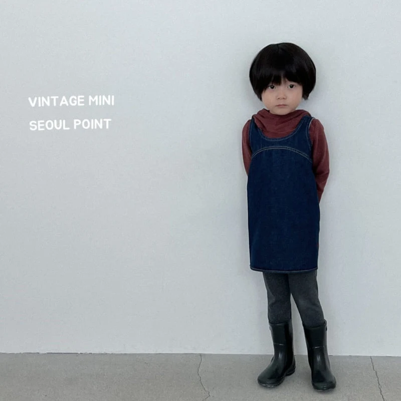 Minipoint - Korean Children Fashion - #minifashionista - Curved Denim One-piece Top - 8