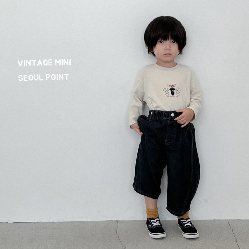 Minipoint - Korean Children Fashion - #prettylittlegirls - Half-Moon Hip Denim Pants - 5
