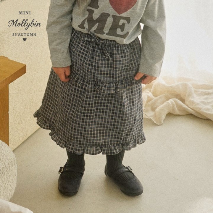 Mollybin - Korean Children Fashion - #childrensboutique - Leah Check Skirt