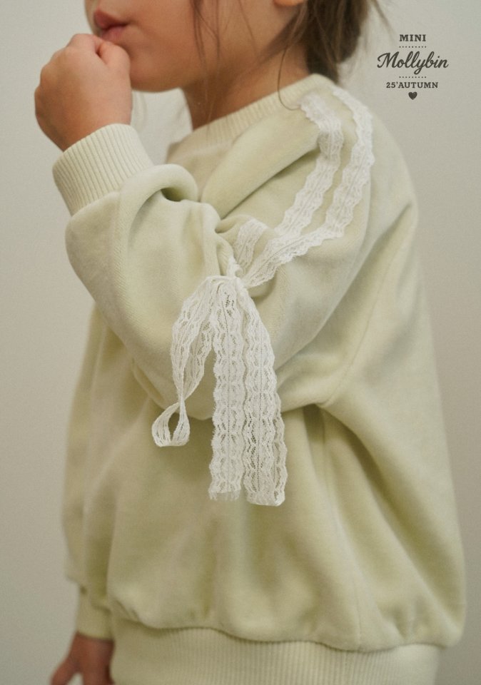 Mollybin - Korean Children Fashion - #childrensboutique - Lace Velvet Sweatshirt Tee - 8