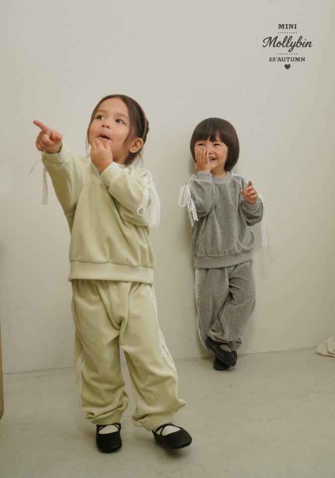 Mollybin - Korean Children Fashion - #designkidswear - Lace Velvet Sweatshirt Tee - 9