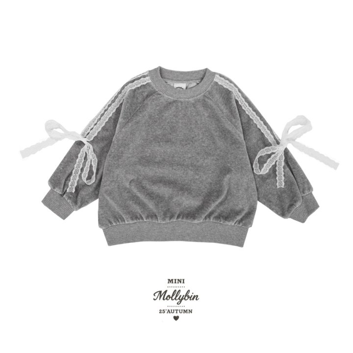 Mollybin - Korean Children Fashion - #discoveringself - Lace Velvet Sweatshirt Tee - 10
