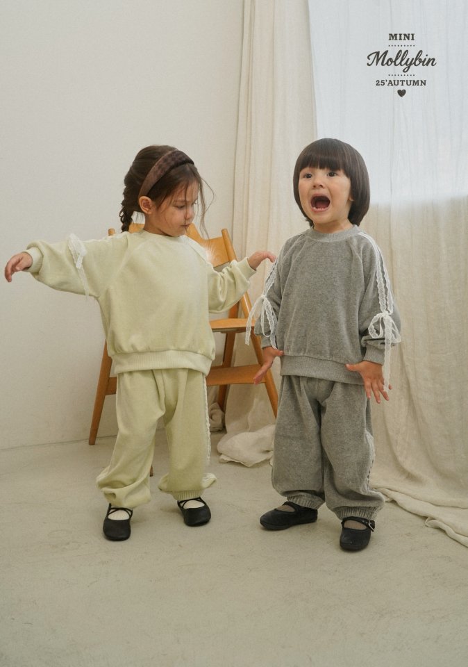 Mollybin - Korean Children Fashion - #littlefashionista - Lace Velvet Pants - 3